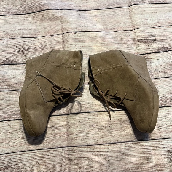 Brown Faux Suede Heeled Lace Up Booties with Side Zipper, Size 8 - Picture 1 of 8